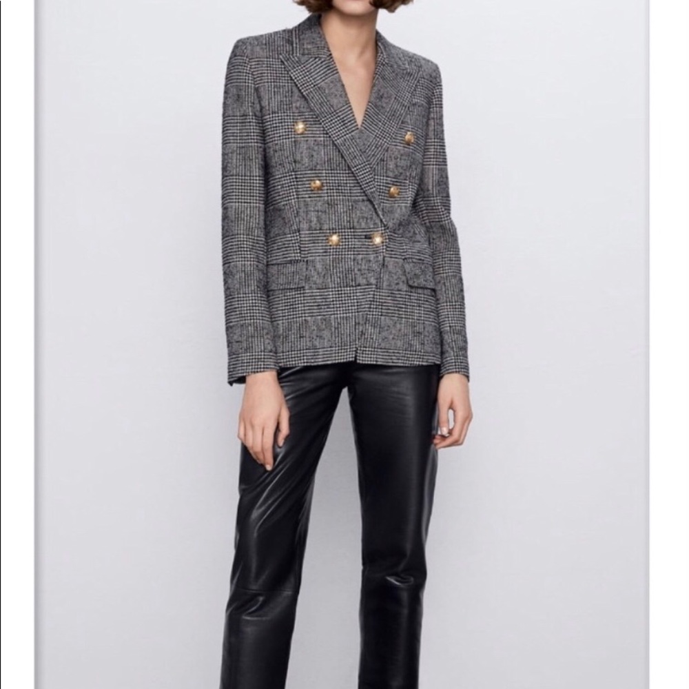 Zara plaid double breasted Jacket - Picture 6 of 9
